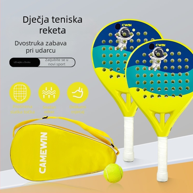Kaiwei dječja tenis raketa, okvir od karbonskih vlakana, žica od vlaknastih niti, direktan udarac, težina 95–100 g, drška G4, za djecu