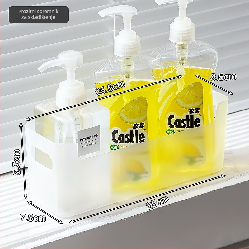 Bočni odvodni kut za sudoper, uski i dugačak, za spužice, krpe i posuđe, plastičan, pomični, bez ugradnje, moderni minimalistički stil