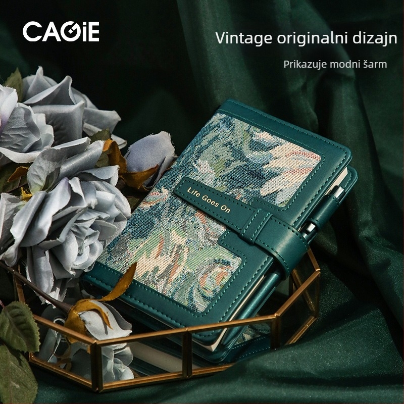 Bilježnica s platnenim omotom, šivana veza, papir 80 gsm, 200–300 stranica