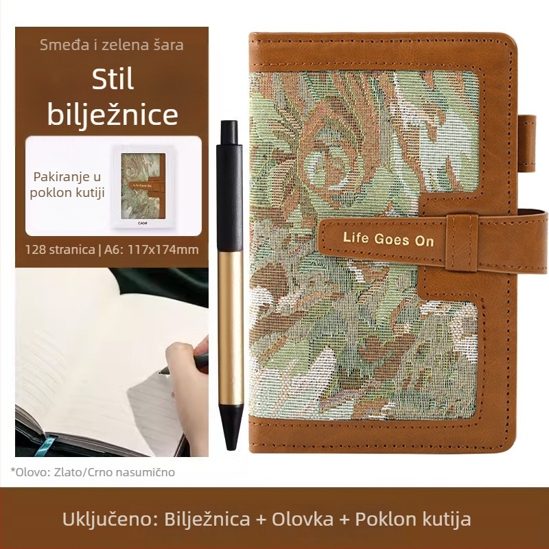 Bilježnica s platnenim omotom, šivana veza, papir 80 gsm, 200–300 stranica