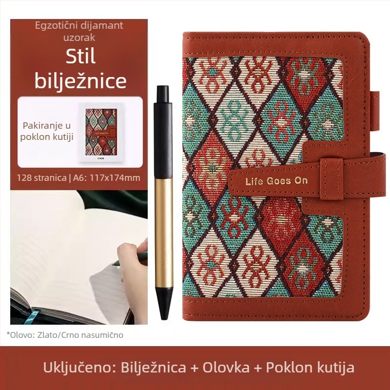 Bilježnica s platnenim omotom, šivana veza, papir 80 gsm, 200–300 stranica