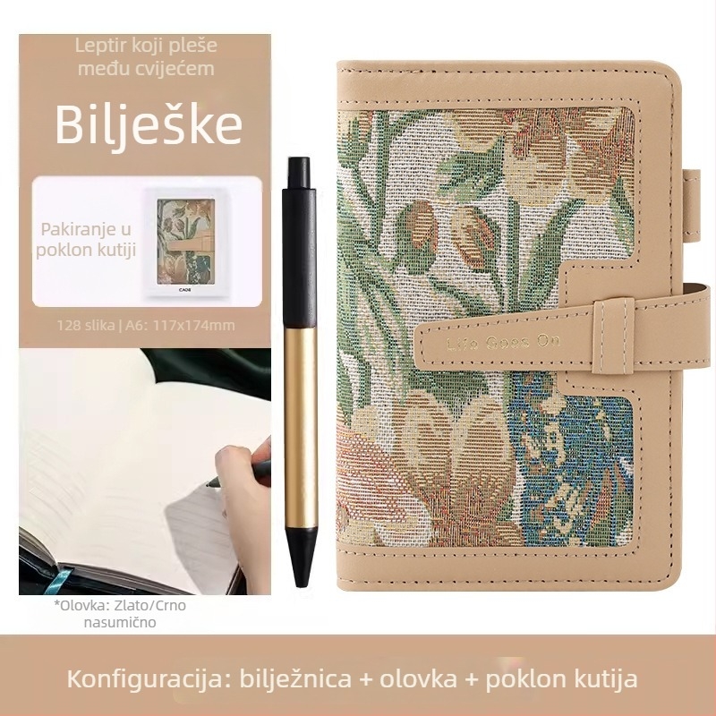 Bilježnica s platnenim omotom, šivana veza, papir 80 gsm, 200–300 stranica