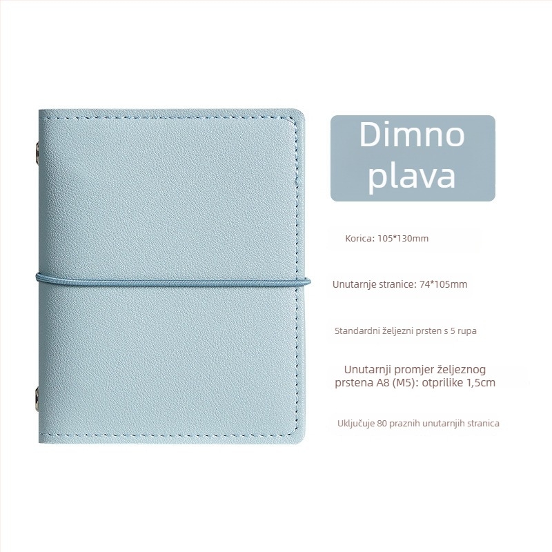 Mini dnevnik za evidenciju s PU omotom, vezanje loose-leaf, Dowling papir 100 g, kompaktan dizajn, prilagođeni logotip