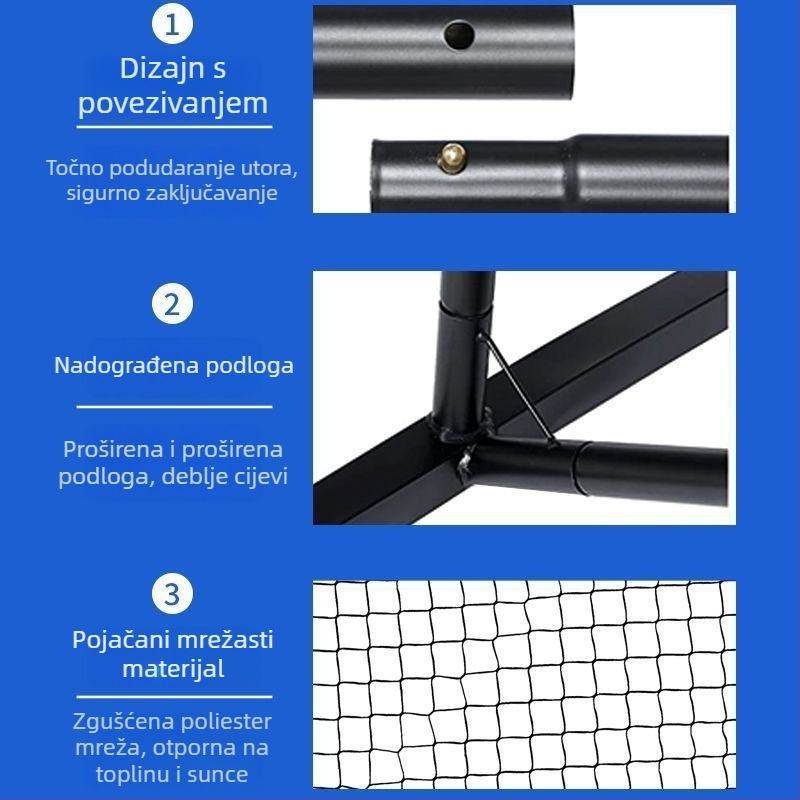 Prijenosni okvir mreže pickleball za unutarnju i vanjsku upotrebu, standard natjecanja