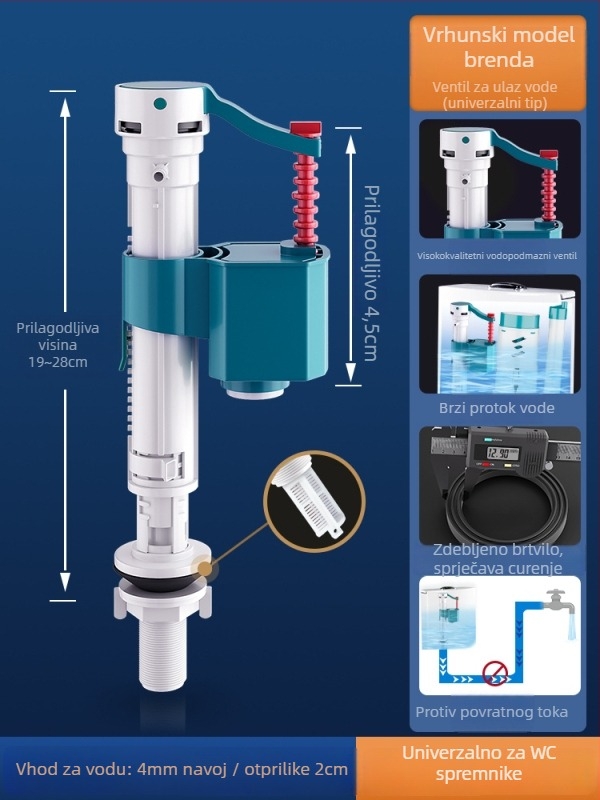 Set dodatne opreme za WC: ulazni ventil spremnika, ventil za ispiranje, dovod vode, ispušni ventil — CE potvrda; Materijal: Drugo; Marka: Drugo