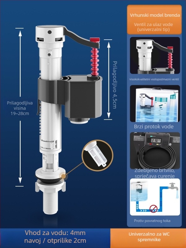 Set dodatne opreme za WC: ulazni ventil spremnika, ventil za ispiranje, dovod vode, ispušni ventil — CE potvrda; Materijal: Drugo; Marka: Drugo
