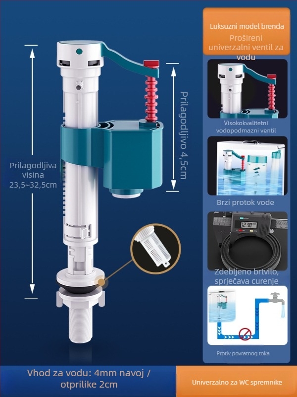 Set dodatne opreme za WC: ulazni ventil spremnika, ventil za ispiranje, dovod vode, ispušni ventil — CE potvrda; Materijal: Drugo; Marka: Drugo