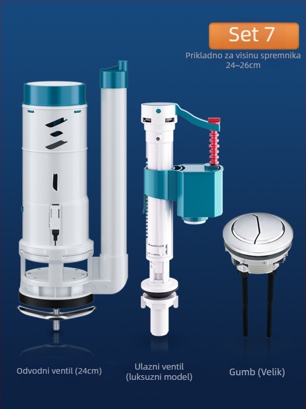 Set dodatne opreme za WC: ulazni ventil spremnika, ventil za ispiranje, dovod vode, ispušni ventil — CE potvrda; Materijal: Drugo; Marka: Drugo