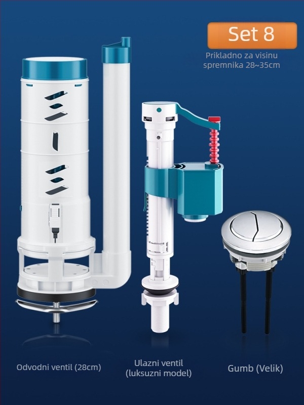 Set dodatne opreme za WC: ulazni ventil spremnika, ventil za ispiranje, dovod vode, ispušni ventil — CE potvrda; Materijal: Drugo; Marka: Drugo