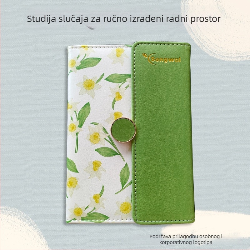 Bilježnica s umjetnom kožom, ljepilo povez, 128 stranica, šumski papir 80 g