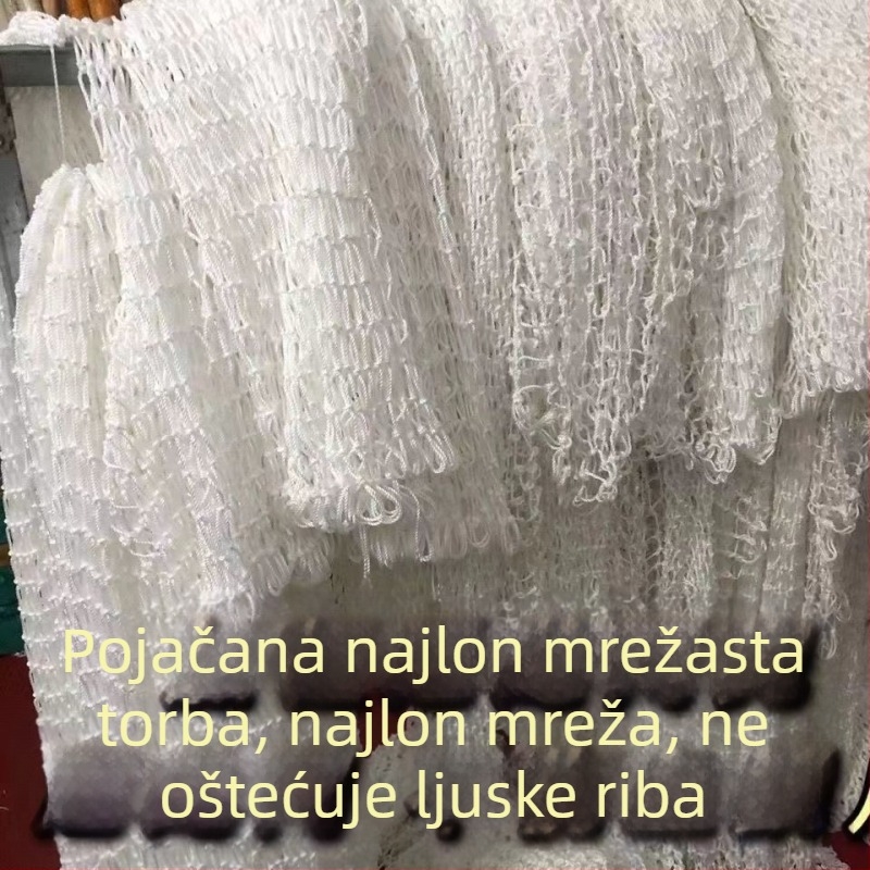 Ručni pleteni najlon mrežasta torba za ribolov – mekana za ribe, debela i izdržljiva, s nastavkom za glavu mreže