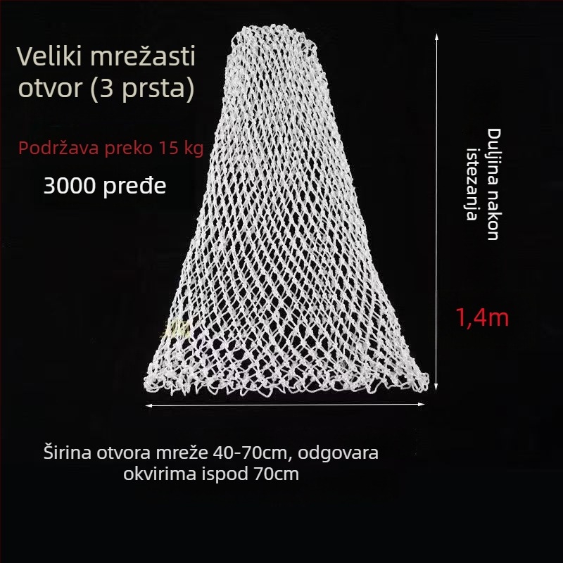 Ručni pleteni najlon mrežasta torba za ribolov – mekana za ribe, debela i izdržljiva, s nastavkom za glavu mreže