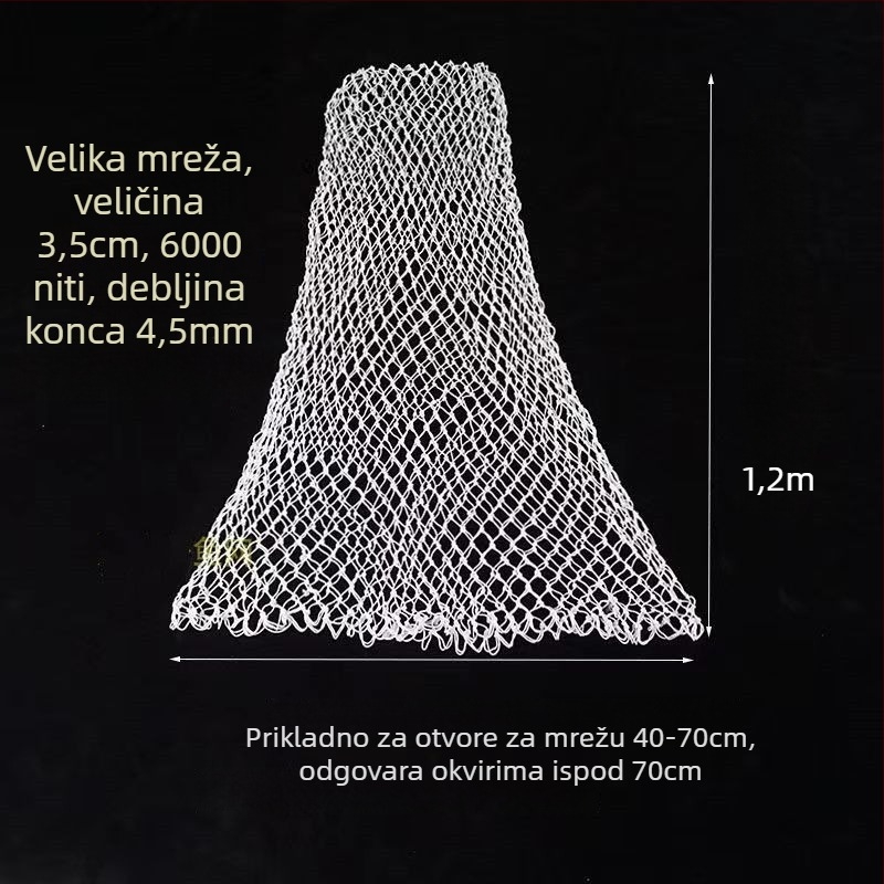 Ručni pleteni najlon mrežasta torba za ribolov – mekana za ribe, debela i izdržljiva, s nastavkom za glavu mreže