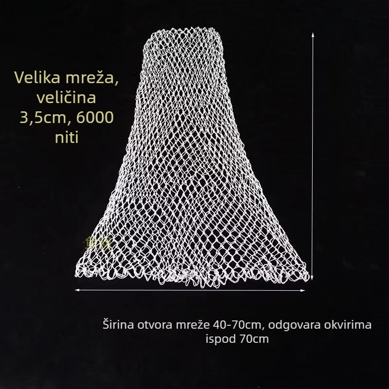 Ručni pleteni najlon mrežasta torba za ribolov – mekana za ribe, debela i izdržljiva, s nastavkom za glavu mreže