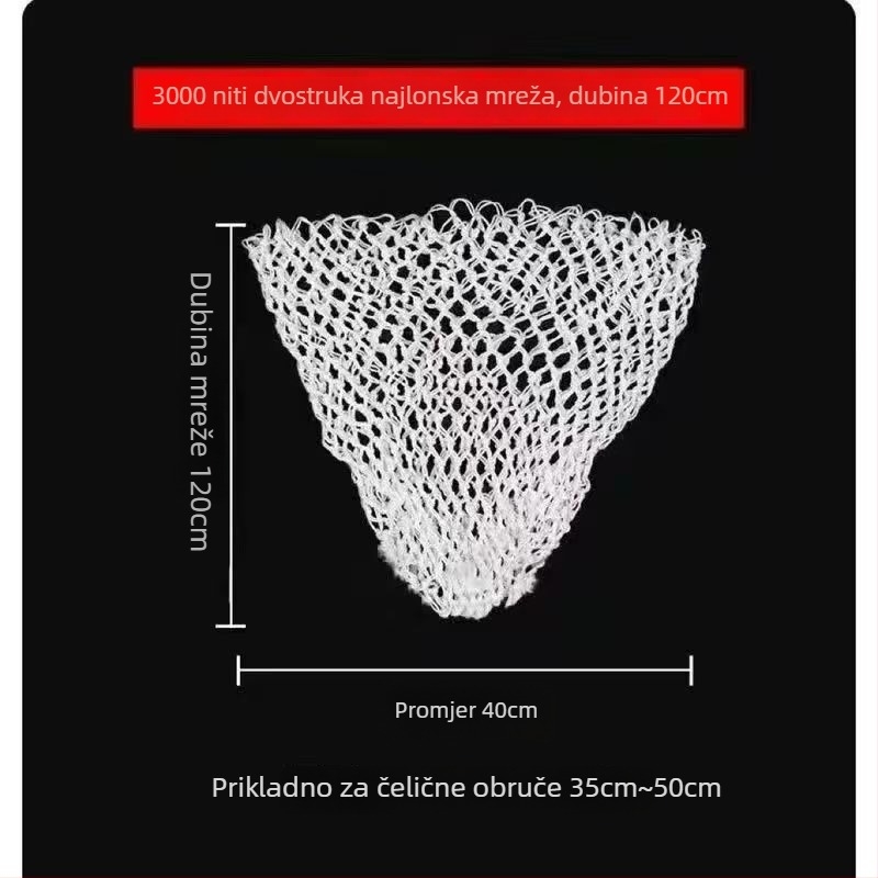 Ručni pleteni najlon mrežasta torba za ribolov – mekana za ribe, debela i izdržljiva, s nastavkom za glavu mreže