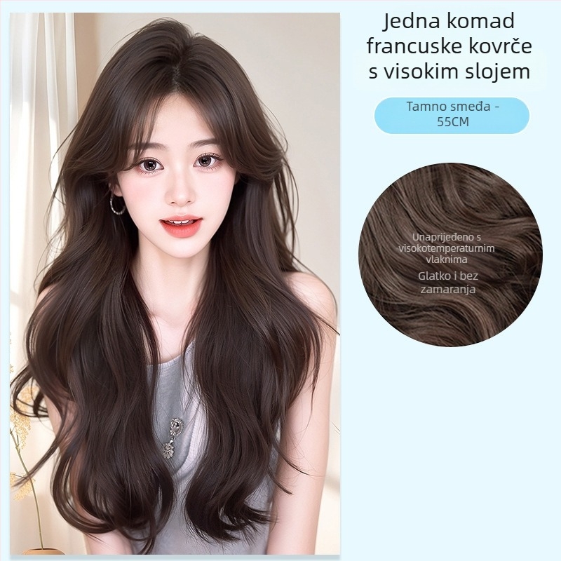 Hairpiece, jednodijelna francuska kovrčava kosa, veliki valovi, visoko temperirana svila, nije moguće bojiti, Crown Hair