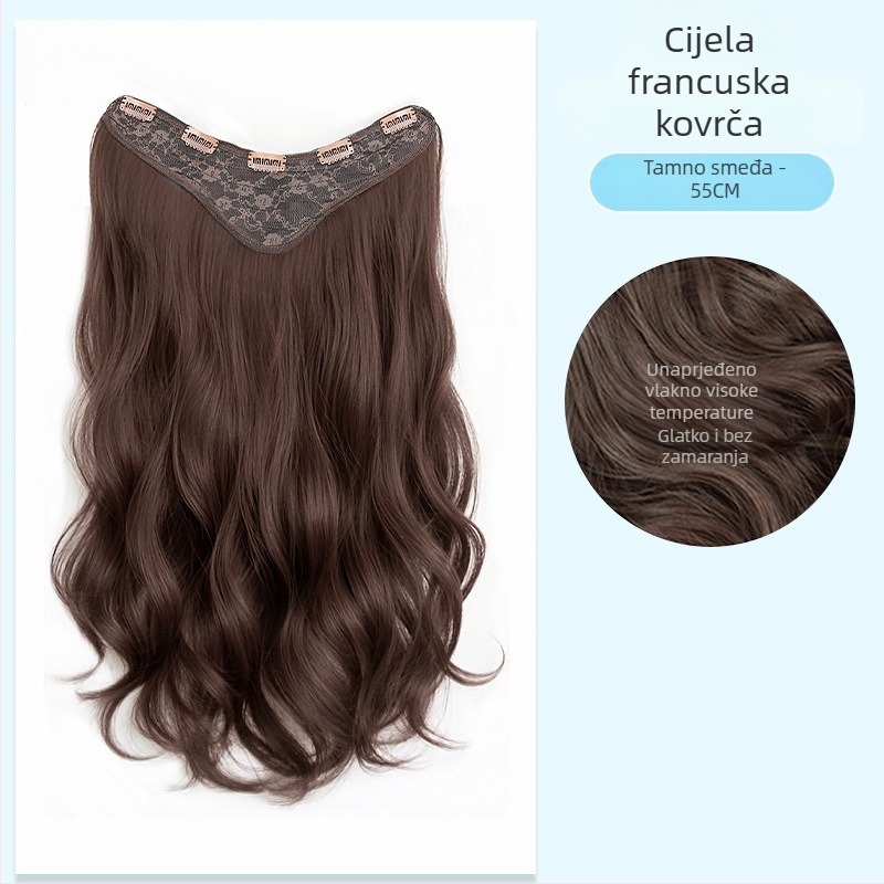 Hairpiece, jednodijelna francuska kovrčava kosa, veliki valovi, visoko temperirana svila, nije moguće bojiti, Crown Hair