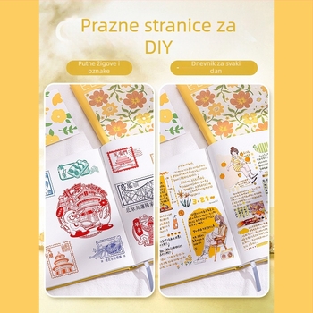 Bilježnica s PU omotom, bežično vezanje, papir od drvne pulpe, 80 g/m², 100–200 stranica, mali i svježi INs stil
