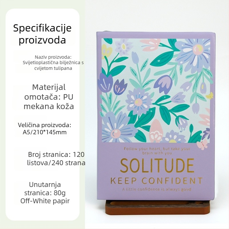 Bilježnica s PU omotom, bežično vezanje, papir od drvne pulpe, 80 g/m², 100–200 stranica, mali i svježi INs stil