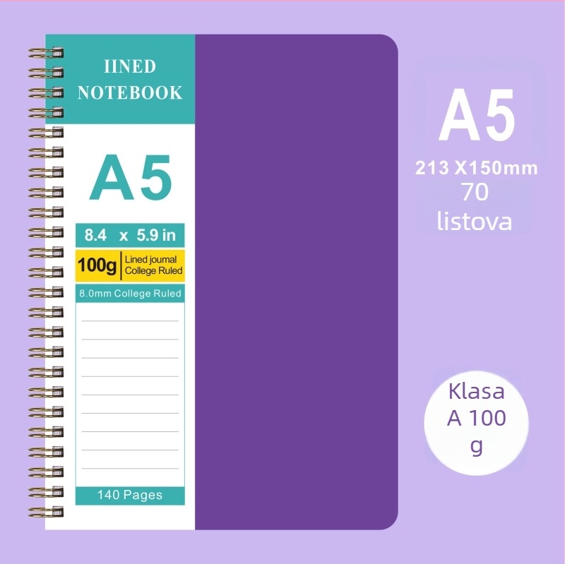 Bilježnica s linijama, PP naslovnica, papir od trske, 100 stranica, Zhiyun marka