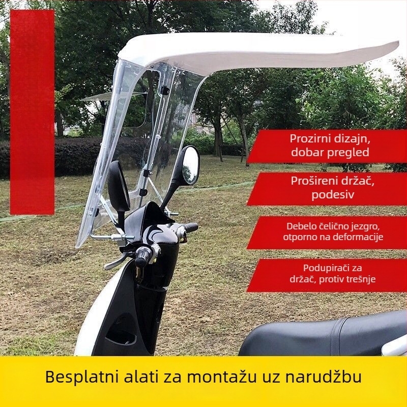 Sjenilo za električno vozilo i motocikl — automatsko otvaranje, poluautomatsko zatvaranje, univerzalna kompatibilnost, zaštita od sunca i kiše