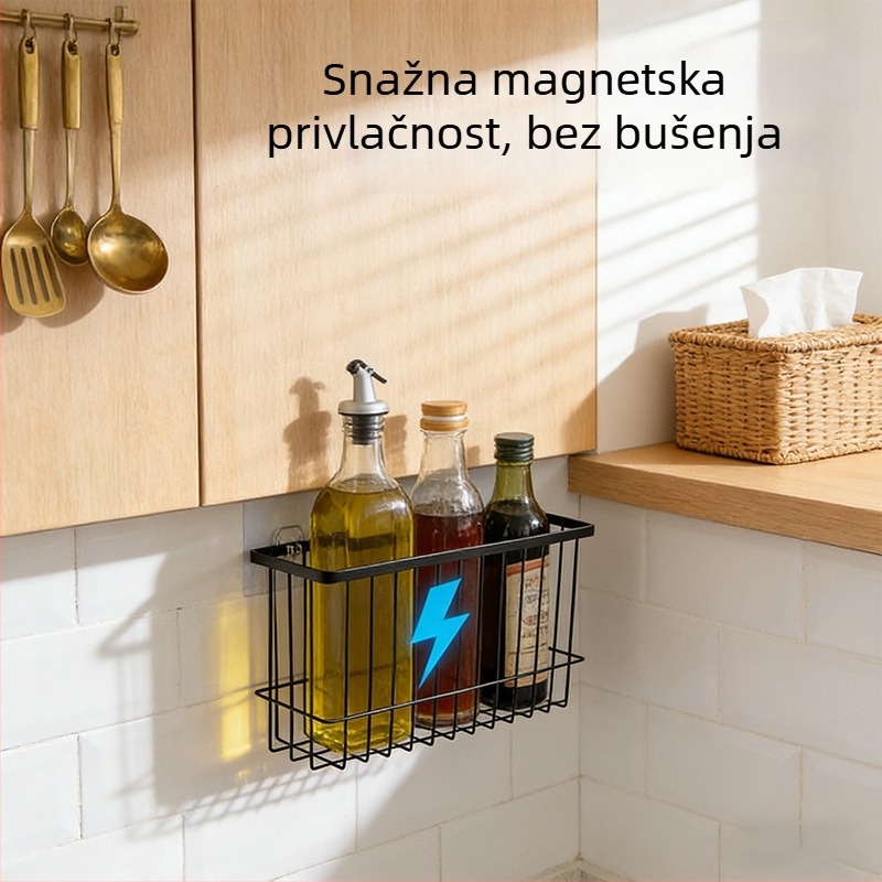 Camelei magnetski skladišni stalak za hladnjak – zidni, bez bušenja, karbonska čelična, model zk-028, višefunkcionalan