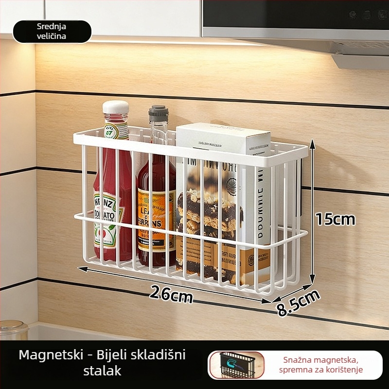 Camelei magnetski skladišni stalak za hladnjak – zidni, bez bušenja, karbonska čelična, model zk-028, višefunkcionalan