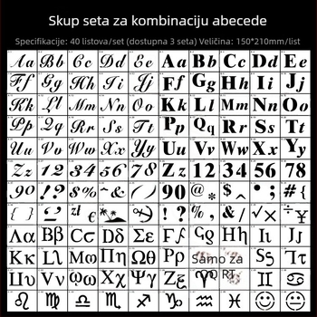 A5 šablona za crtanje alfanumeričkih znakova — Yuezhen, PET materijal, licencirana privatna oznaka: Da, IP ovlaštenje: Ne