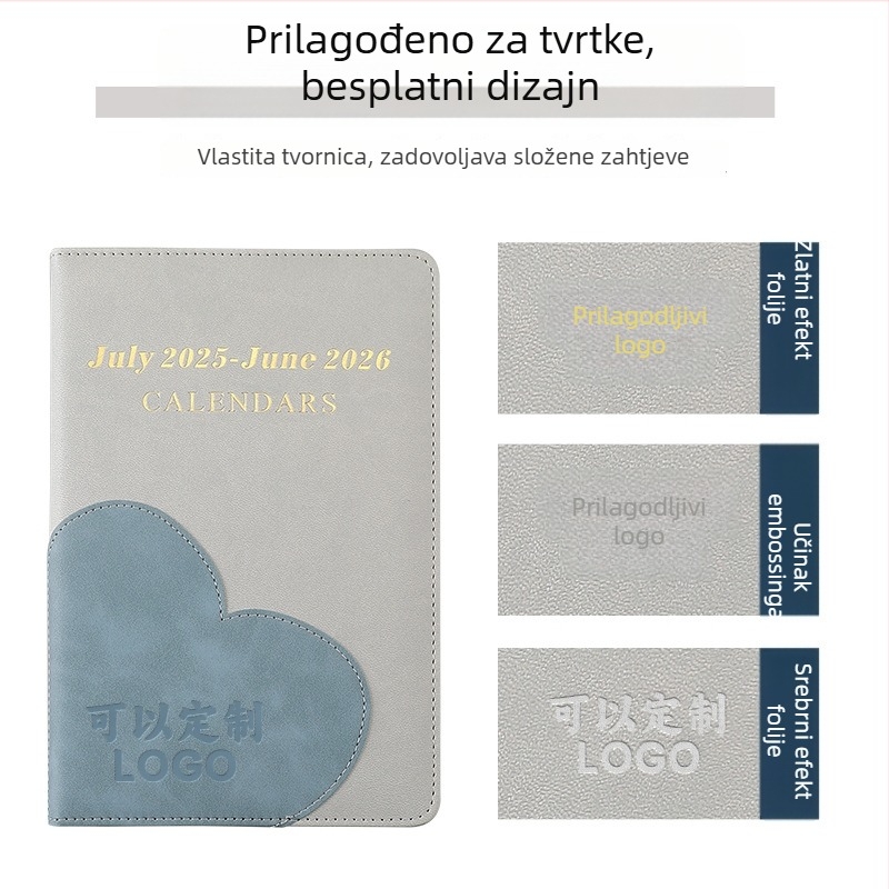 Notesnik s kožnim izgledom, uvez s vezom s ljepilom i šivanjem koncem, Dowling papir, 80 g, 200–300 stranica