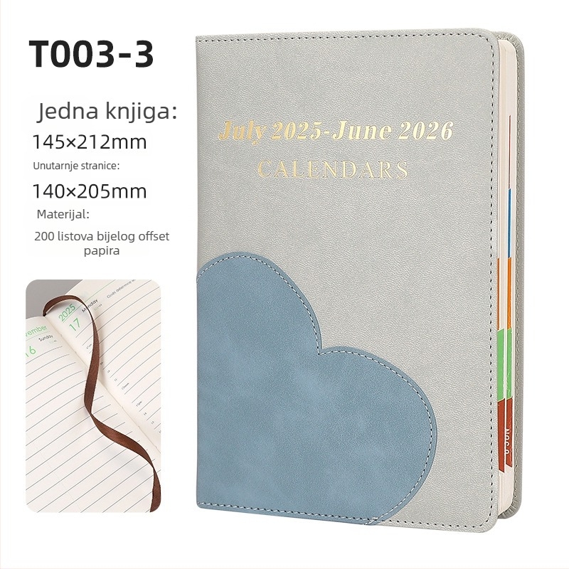 Notesnik s kožnim izgledom, uvez s vezom s ljepilom i šivanjem koncem, Dowling papir, 80 g, 200–300 stranica