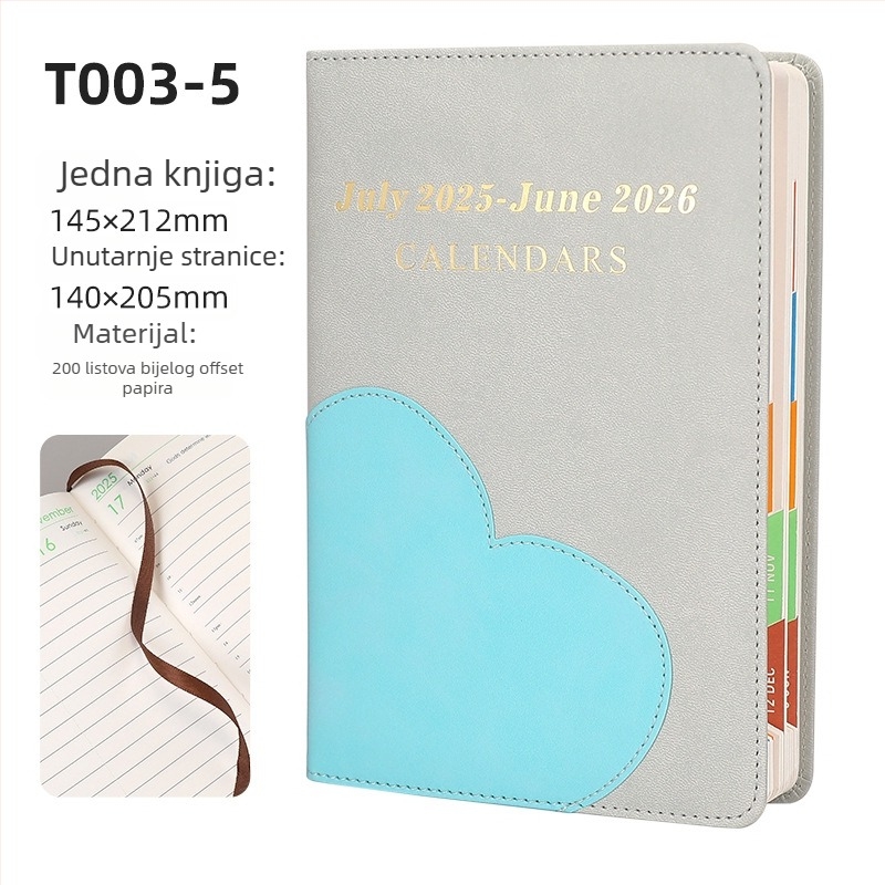 Notesnik s kožnim izgledom, uvez s vezom s ljepilom i šivanjem koncem, Dowling papir, 80 g, 200–300 stranica