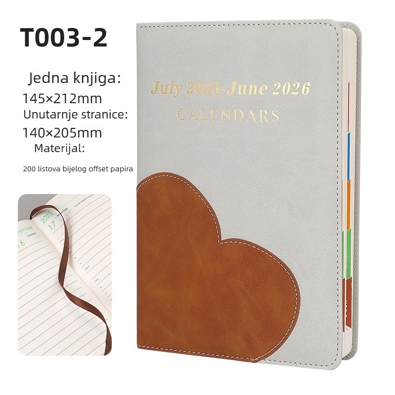 Notesnik s kožnim izgledom, uvez s vezom s ljepilom i šivanjem koncem, Dowling papir, 80 g, 200–300 stranica