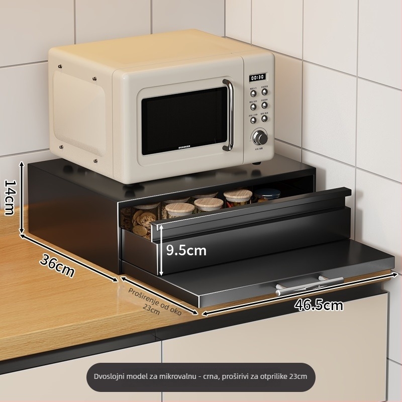Police za mikrovalnu pećnicu s izvučnim ladicama, proširenje radne površine — materijal: karbonska čelika, model: Microwave drawer board, obrada prema crtežima