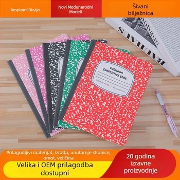 Bilježnica s linijama, mramorni uzorak, s listovima koji se mogu odvojiti, 60 stranica, papir 70 g/m²