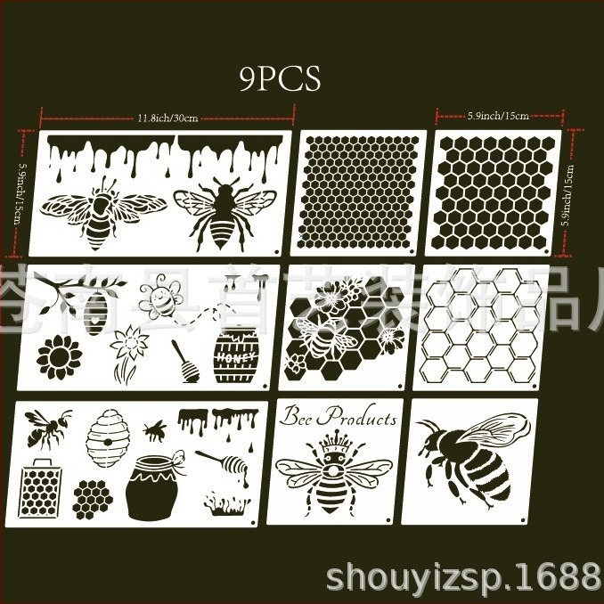 10 kom šablona za crtanje s hexagonalnim ćelijama pčelinjeg saća – plastika, moderni minimalistički stil, ručna izrada – Brand First art