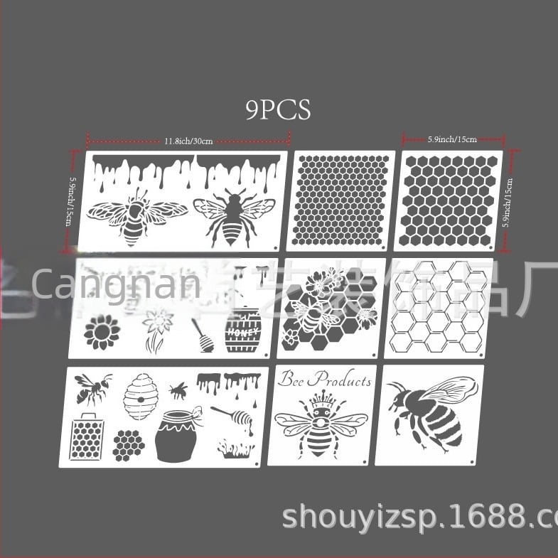 10 kom šablona za crtanje s hexagonalnim ćelijama pčelinjeg saća – plastika, moderni minimalistički stil, ručna izrada – Brand First art