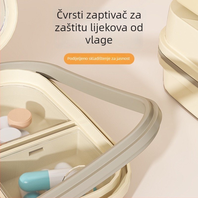 Kutija za tablete, prijenosna tjedan dana, dvostruki sloj s 7 pretinaca, otporna na vlagu, preklopni poklopac