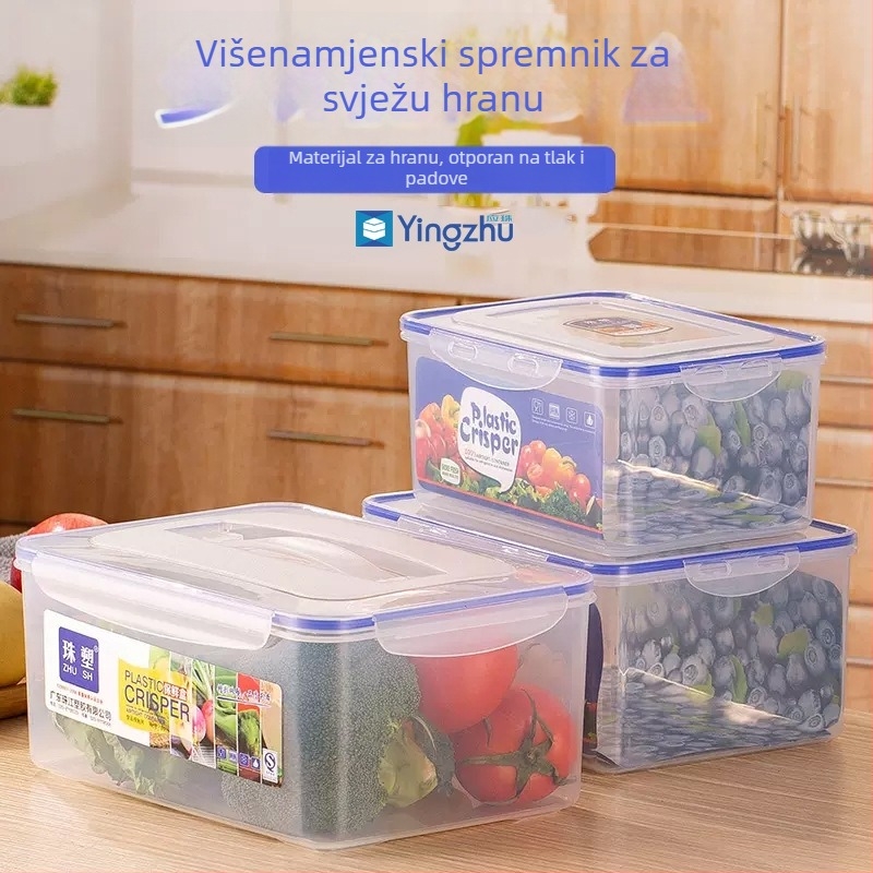 Bead plastični pravokutni spremnik za svježu hranu, mikrovalno siguran, za hladnjak i kuhinju