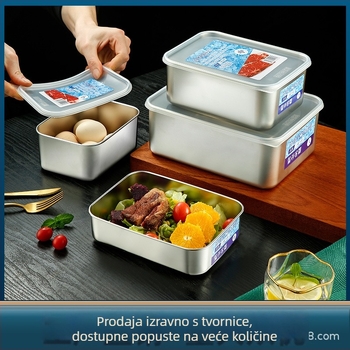 Nerđajući čelična crisper posuda za pohranu sa brtvlom, za voće i bento, pogodna za hladnjak i zamrzivač, japanski stil.