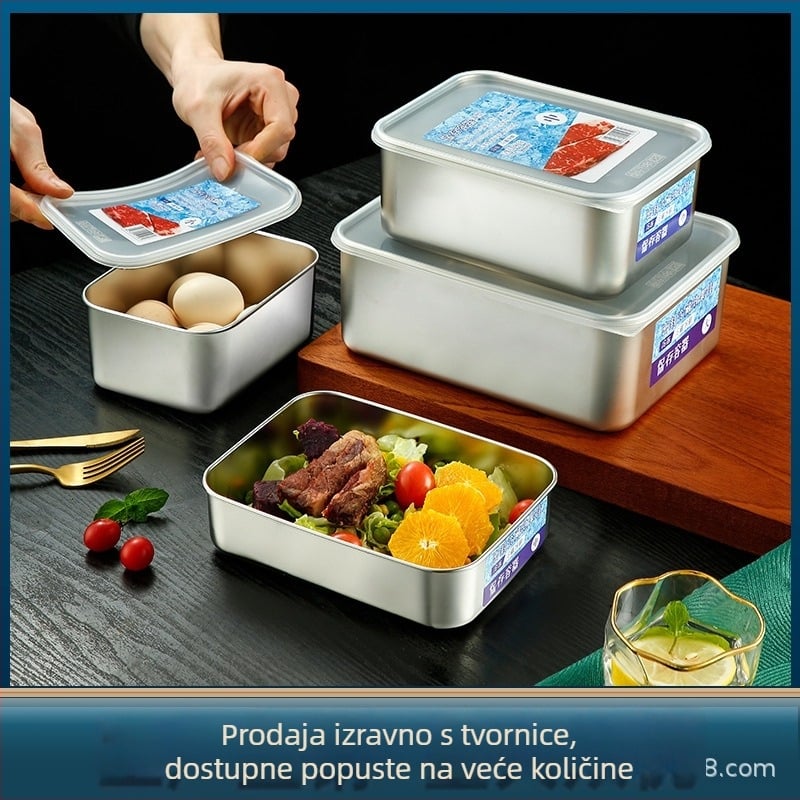 Nerđajući čelična crisper posuda za pohranu sa brtvlom, za voće i bento, pogodna za hladnjak i zamrzivač, japanski stil.
