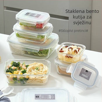 Asvel staklena kutija za ručak, Bento stil, sigurna za mikrovalnu i hladnjak, za uredske radnike i studente