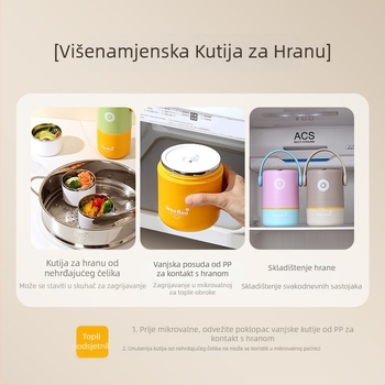 Kutija za ručak od 304 nehrđajućeg čelika, izolirana, dvostruka, vodootporna, kapacitet 800–1000 ml