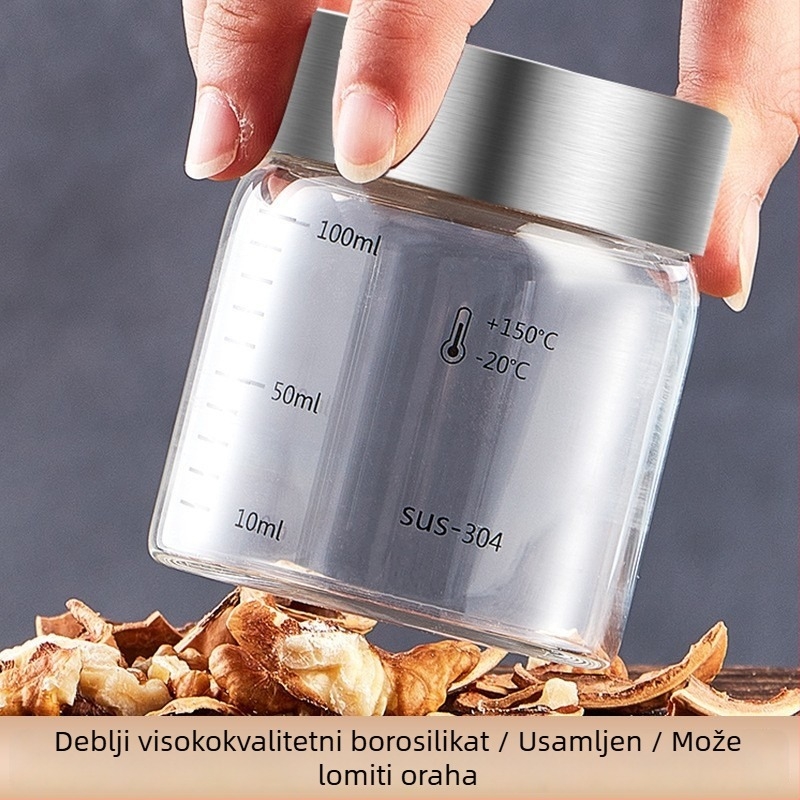 Staklena hermetički zatvorena posuda za hranu, mikrovalna sigurnost, 301-500 ml, okrugli oblik, za tekućine kineske medicine