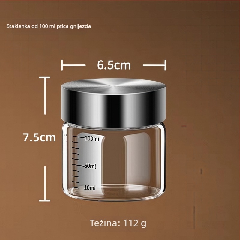 Staklena hermetički zatvorena posuda za hranu, mikrovalna sigurnost, 301-500 ml, okrugli oblik, za tekućine kineske medicine