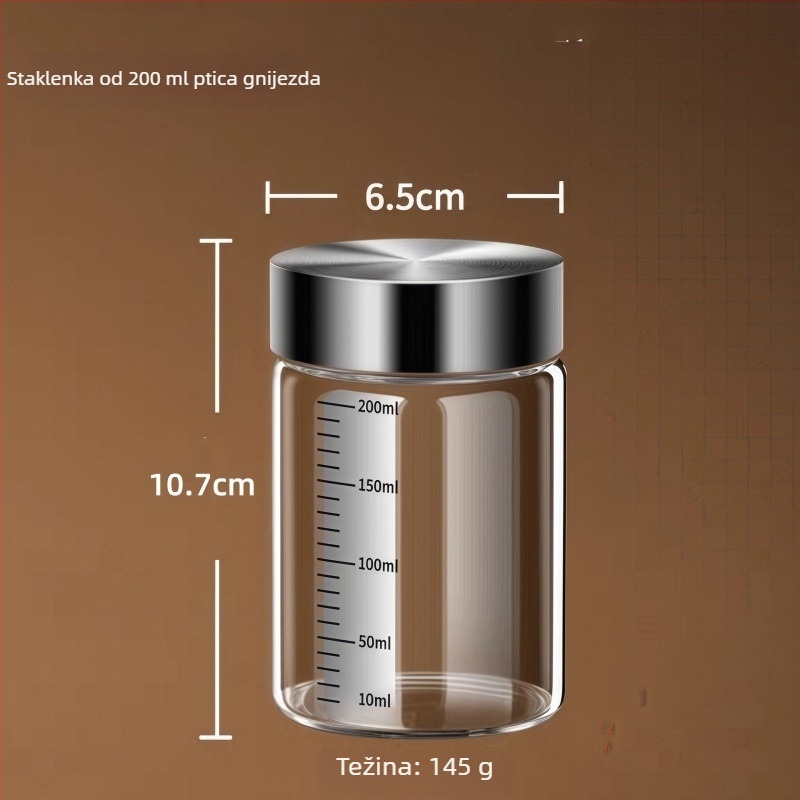 Staklena hermetički zatvorena posuda za hranu, mikrovalna sigurnost, 301-500 ml, okrugli oblik, za tekućine kineske medicine