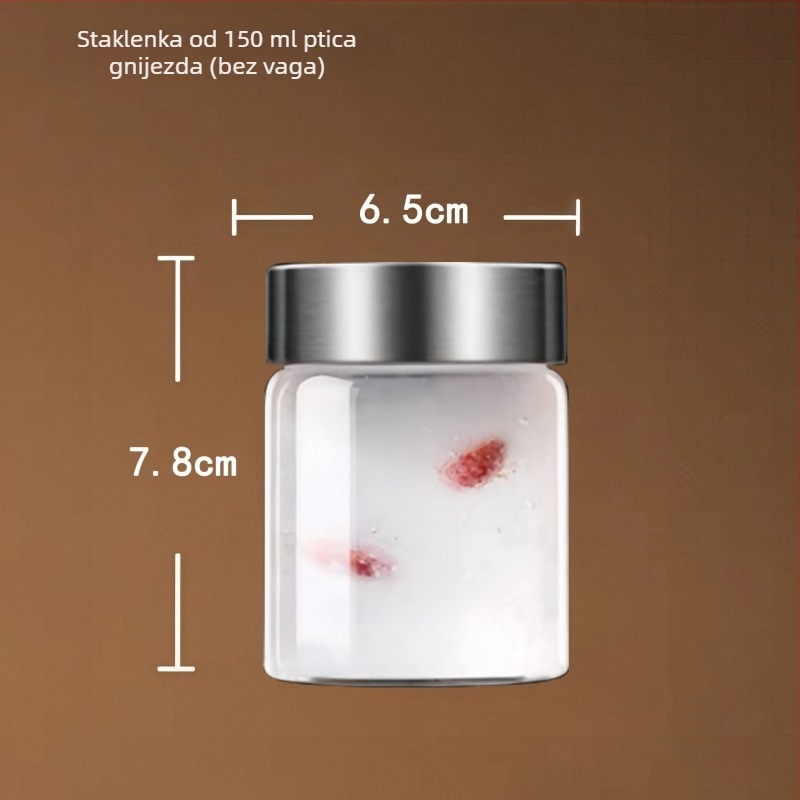 Staklena hermetički zatvorena posuda za hranu, mikrovalna sigurnost, 301-500 ml, okrugli oblik, za tekućine kineske medicine