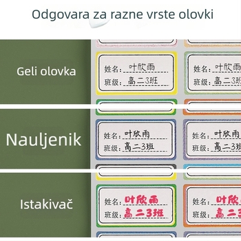 Wan Jing samoljepljive naljepnice za imena, sladak stil, tiskarska izrada, paket od 6 komada