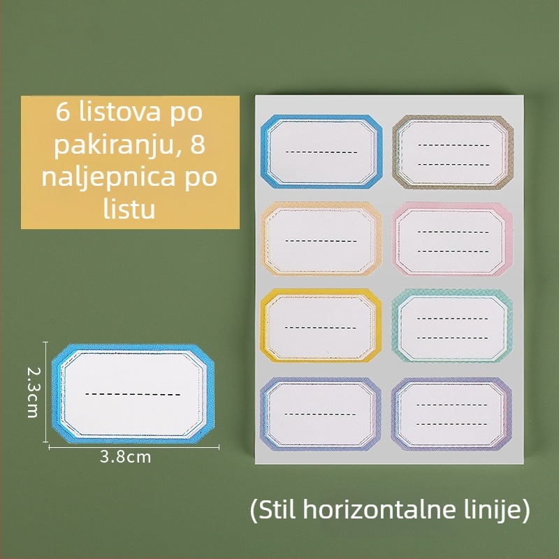 Wan Jing samoljepljive naljepnice za imena, sladak stil, tiskarska izrada, paket od 6 komada