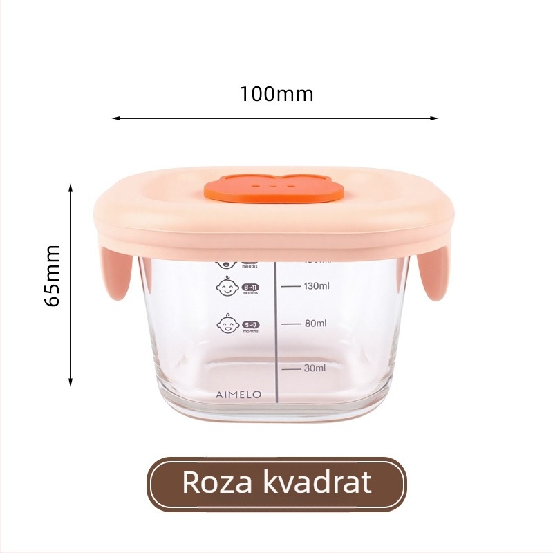Staklena zdjela za hranu beba s mjernom skalom, okrugli oblik, mikrovalno sigurna, kapacitet do 300 ml