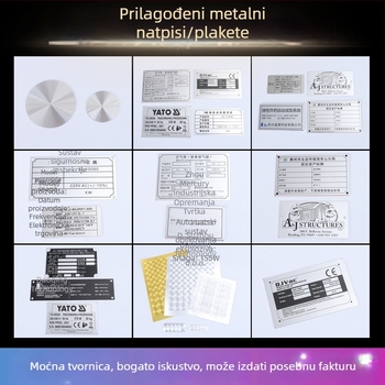 Metalna pločica za označavanje - aluminijska legura, sitotisak, sigurnosni znak za kućanske uređaje